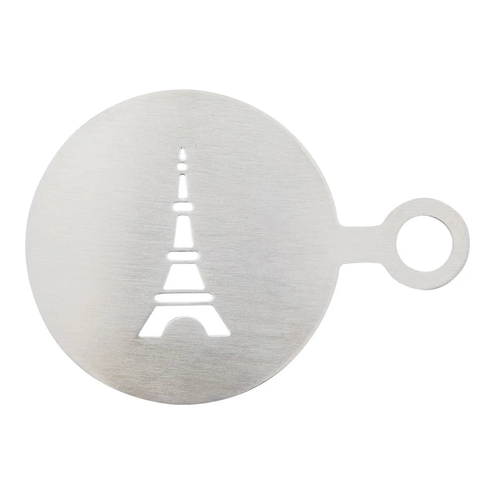 Restaurantware Restpresso Eiffel Tower Coffee Decorating Stencil, 4.75X3.25In, Stainless Steel - Restaurant Equipment and Smallwares - Canadian Distribution