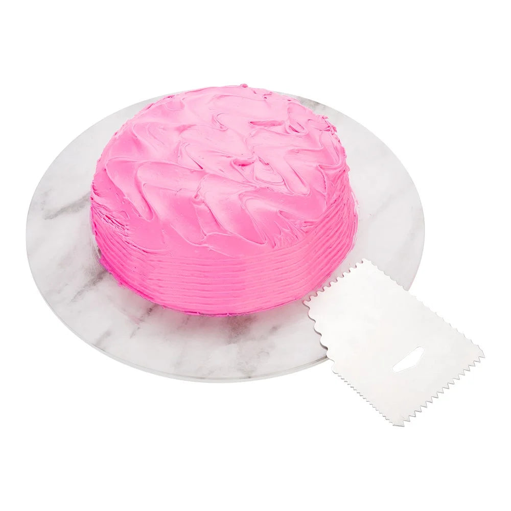 Restaurantware Pastry Tek 5-Pattern Metal Cake Scraper, With Assorted Combo Edge, 4.8 X 3.8In - Restaurant Equipment and Smallwares - Canadian Distribution - Ships Free Within Canada on Orders Above CAD $199