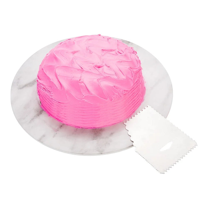 Restaurantware Pastry Tek 5-Pattern Metal Cake Scraper, With Assorted Combo Edge, 4.8 X 3.8In - Restaurant Equipment and Smallwares - Canadian Distribution - Ships Free Within Canada on Orders Above CAD $199