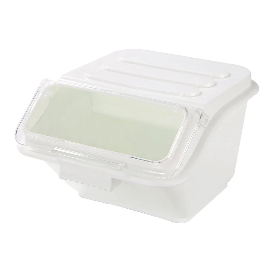 Restaurantware Met Lux 2.6 Gallon White Plastic Rectangular Ingredient Bin, With 0.5 Cup Scoop, Slant-Top - Restaurant Equipment and Smallwares - Canadian Distribution