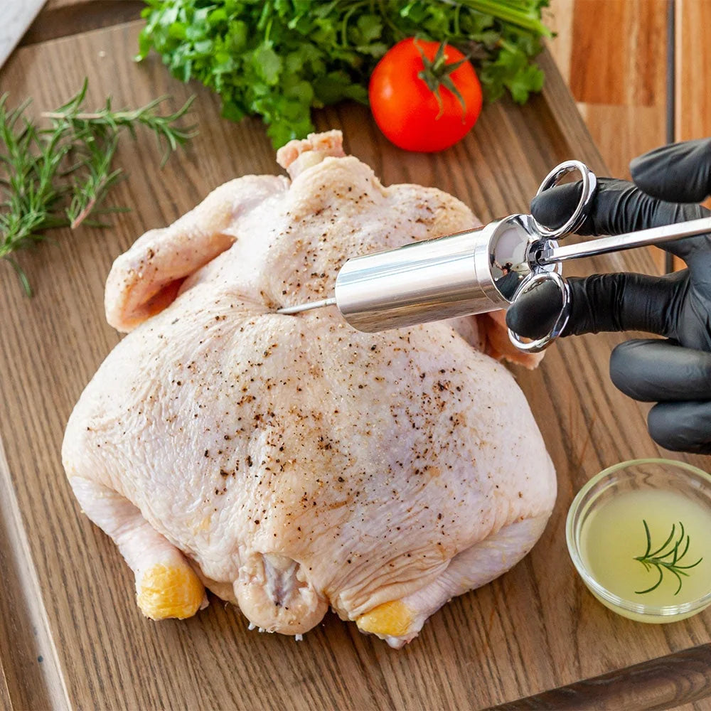 Restaurantware Met Lux Stainless Steel Marinade & Meat Injector Kit, With 3 Needles/2 Brushes/Spare O-Ring - Restaurant Equipment and Smallwares - Canadian Distribution - Ships Free Within Canada on Orders Above CAD $199