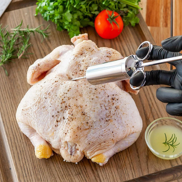 Restaurantware Met Lux Stainless Steel Marinade & Meat Injector Kit, With 3 Needles/2 Brushes/Spare O-Ring - Restaurant Equipment and Smallwares - Canadian Distribution - Ships Free Within Canada on Orders Above CAD $199