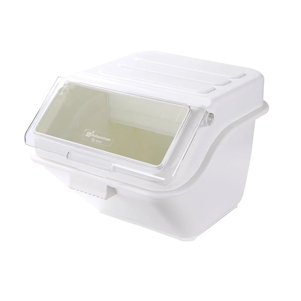 Restaurantware Met Lux 13Gal White Plastic Rectangular Ingredient Bin, With 2.5 Cup Scoop, Slant-Top - Restaurant Equipment and Smallwares - Canadian Distribution