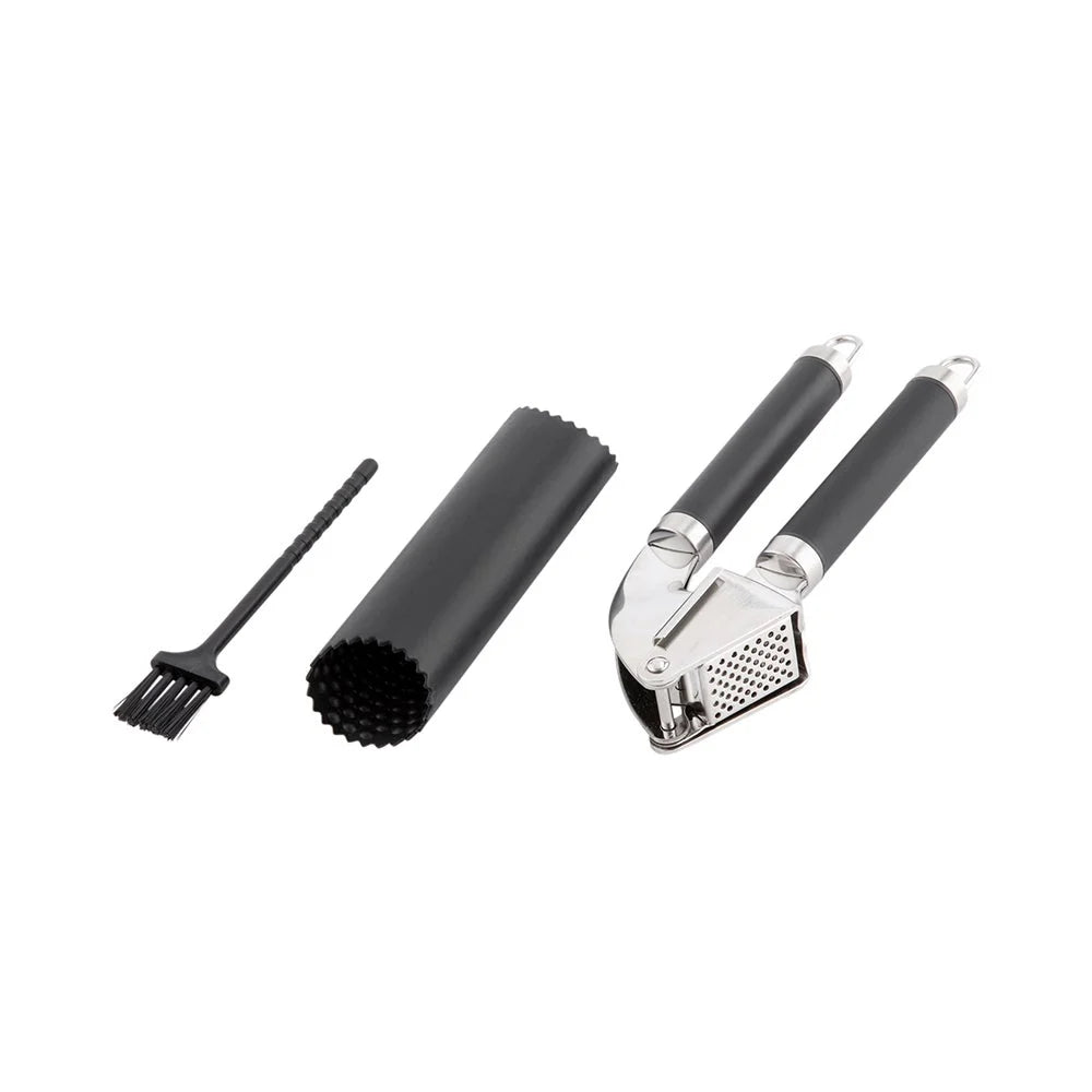 Restaurantware Met Lux Stainless Steel Garlic Press, With Peeler & Easy Clean Brush - Restaurant Equipment and Smallwares - Canadian Distribution