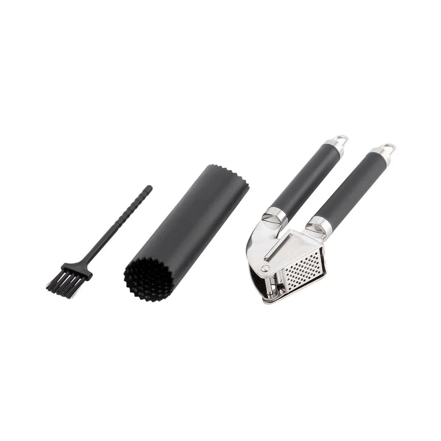 Restaurantware Met Lux Stainless Steel Garlic Press, With Peeler & Easy Clean Brush - Restaurant Equipment and Smallwares - Canadian Distribution