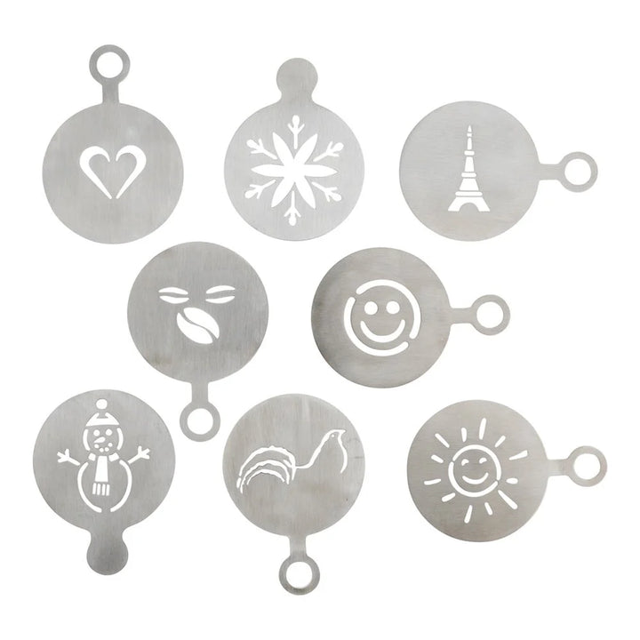 Restaurantware Restpresso 8-Piece Stainless Steel Coffee Decorating Stencil Set, 4.75 x 3.25In - Restaurant Equipment and Smallwares - Canadian Distribution