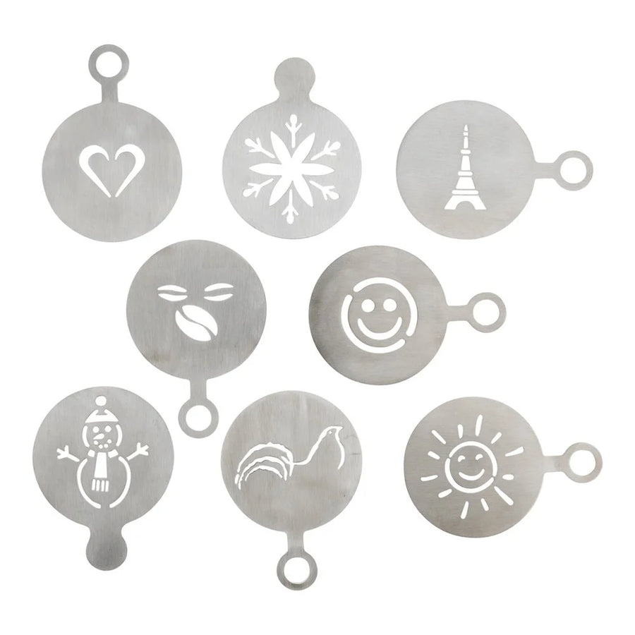 Restaurantware Restpresso 8-Piece Stainless Steel Coffee Decorating Stencil Set, 4.75 x 3.25In - Restaurant Equipment and Smallwares - Canadian Distribution