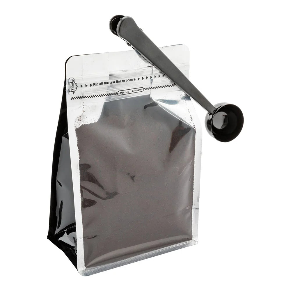 Restaurantware Restpresso 1 Tablespoon Coffee Measuring Scoop, With Bag Clip, Black-Plated Stainless Steel - Restaurant Equipment and Smallwares - Canadian Distribution - Ships Free Within Canada on Orders Above CAD $199
