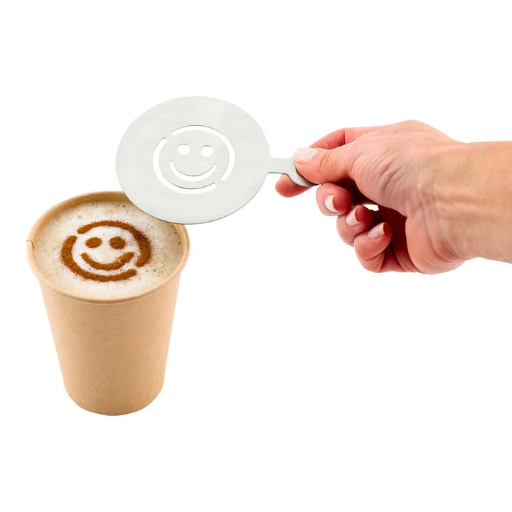 Restaurantware Restpresso Stainless Steel Smiley Face Coffee Decorating Stencil, 4.75 x 3.25In - Restaurant Equipment and Smallwares - Canadian Distribution - Ships Free Within Canada on Orders Above CAD $199