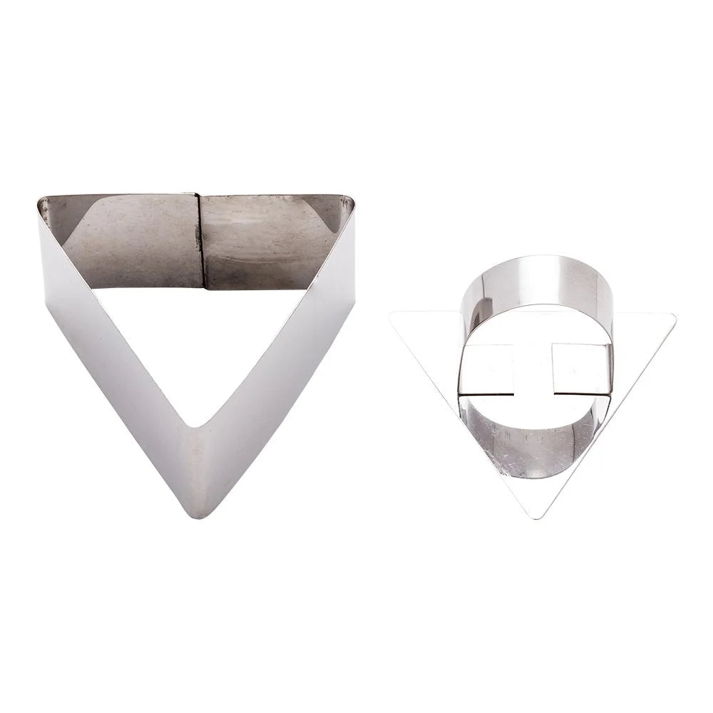 Restaurantware Pastry Tek Stainless Steel Triangular Pastry Ring Mold, With Press, 3.3 X 1.5In - Restaurant Equipment and Smallwares - Canadian Distribution