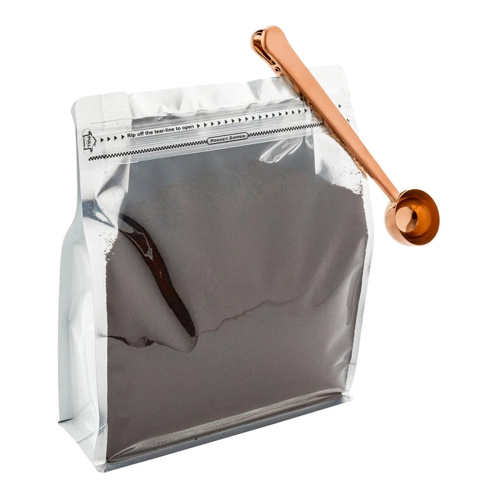 Restaurantware Restpresso 1 Tablespoon Coffee Measuring Scoop, With Bag Clip, Copper-Plated Stainless Steel - Restaurant Equipment and Smallwares - Canadian Distribution - Ships Free Within Canada on Orders Above CAD $199