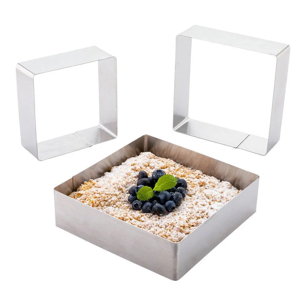 Restaurantware Pastry Tek 3-Piece Metal Square Ring Mold Cookie Cutter Set - Restaurant Equipment and Smallwares - Canadian Distribution - Ships Free Within Canada on Orders Above CAD $199