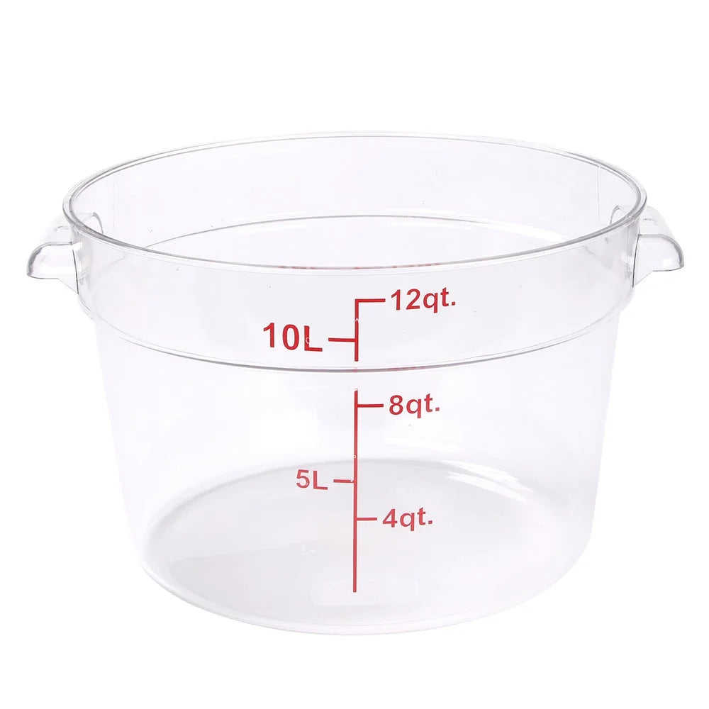 Restaurantware Met Lux 12Qt Clear Plastic Round Food Storage Containers, With Red Volume Marker, 12.25X12.25X8In - Restaurant Equipment and Smallwares - Canadian Distribution