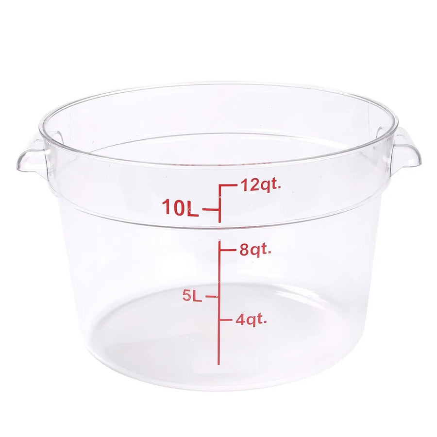 Restaurantware Met Lux 12Qt Clear Plastic Round Food Storage Containers, With Red Volume Marker, 12.25X12.25X8In - Restaurant Equipment and Smallwares - Canadian Distribution