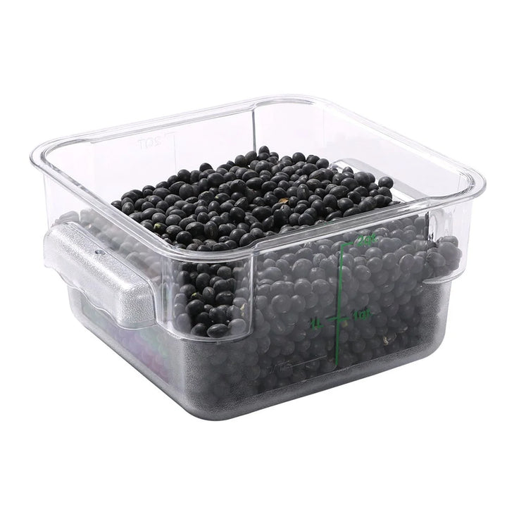 Restaurantware Met Lux 2Qt Clear Plastic Square Food Storage Containers, With Green Volume Marker, 7 X 7 X 4In - 1 Unit/Each, 10 Eaches/Case - Restaurant Equipment and Smallwares - Canadian Distribution - Ships Free Within Canada on Orders Above CAD $199