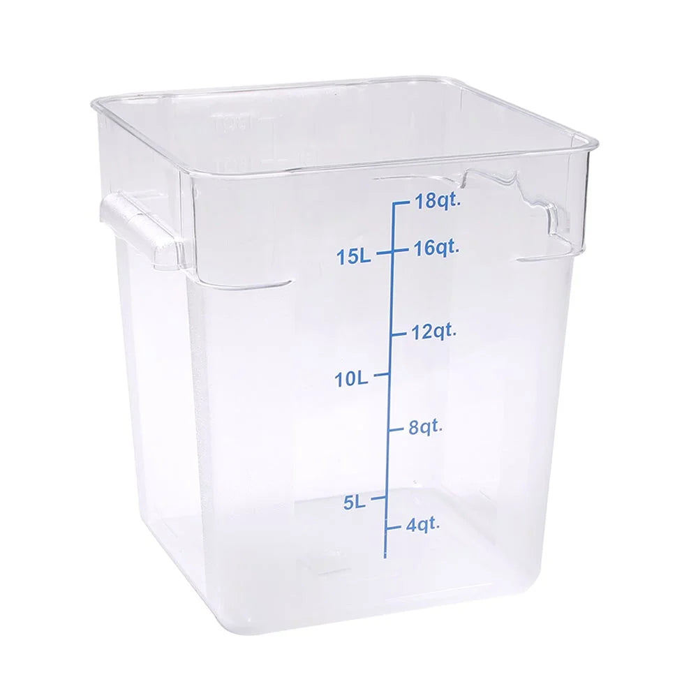 Restaurantware Met Lux 18Qt Clear Plastic Square Food Storage Containers, With Blue Volume Marker, 11X11X12.50In - Restaurant Equipment and Smallwares - Canadian Distribution