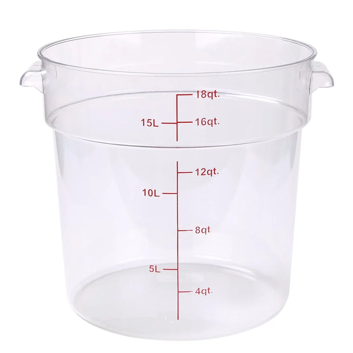 Restaurantware Met Lux 18Qclear Plastic Round Food Storage Containers, With Red Volume Marker, 12.25X12.25X12In - Restaurant Equipment and Smallwares - Canadian Distribution