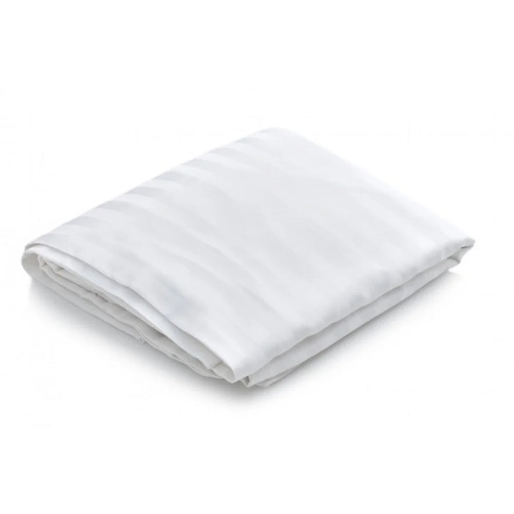 Merit Collection T260 Luxury Satin Striped White Queen Duvet Cover, With Zip, 88x88 Inch - Restaurant Equipment and Smallwares - Canadian Distribution