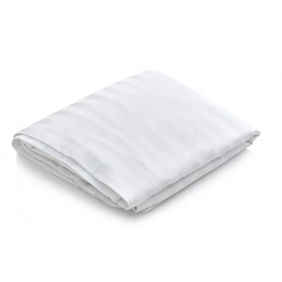 Merit Collection T260 Luxury Satin Striped White King Duvet Cover, With Flap, 88x102 Inch - Restaurant Equipment and Smallwares - Canadian Distribution