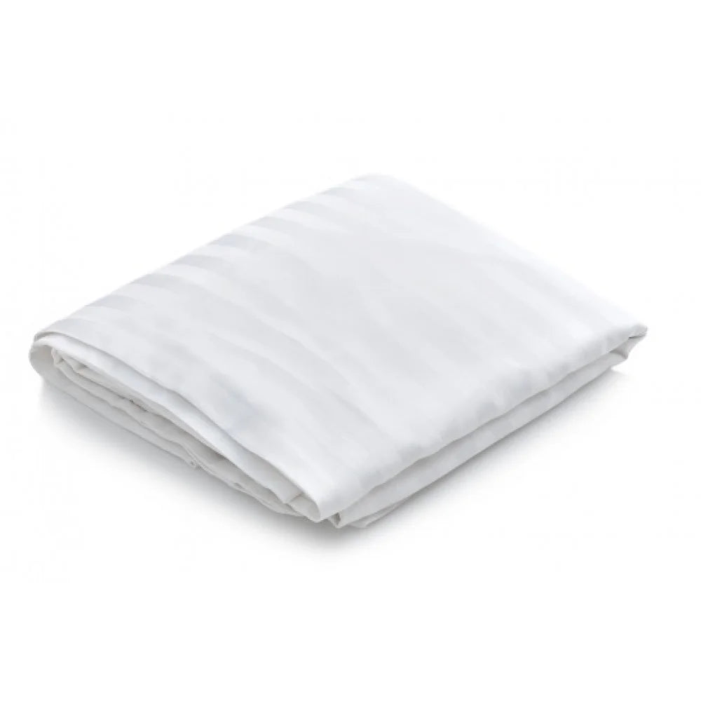 Merit Collection T260 Luxury Satin Striped White Twin Duvet Cover, With Zip, 66x88 Inch - Restaurant Equipment and Smallwares - Canadian Distribution