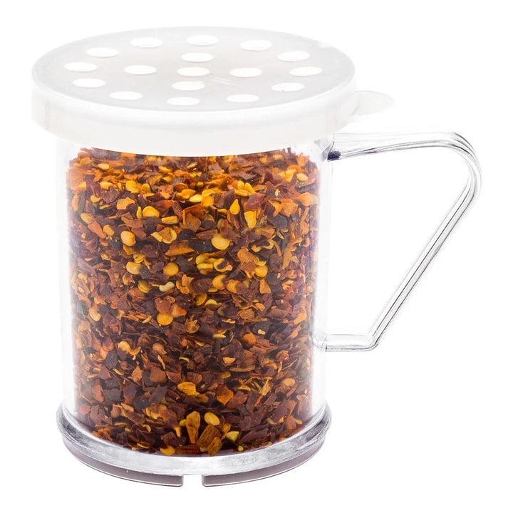 Restaurantware Rw Base Dredge 10oz Clear Spice Shaker, With White Extra Coarse Lid, 4.75X3.25X4 Inch, Polycarbonate - Restaurant Equipment and Smallwares - Canadian Distribution - Ships Free Within Canada on Orders Above CAD $199