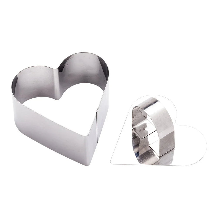 Restaurantware Pastry Tek Stainless Steel Heart Pastry Ring Mold, With Press, 3 X 1.6In - Restaurant Equipment and Smallwares - Canadian Distribution