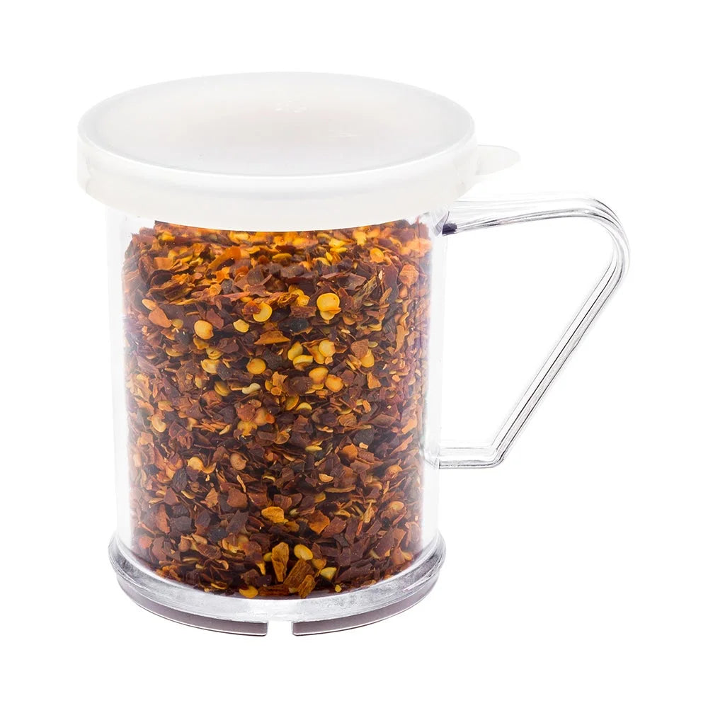 Restaurantware Rw Base Dredge 10oz Clear Spice Shaker, With White Solid Lid, 4.75X3.25X4 Inch, Polycarbonate - Restaurant Equipment and Smallwares - Canadian Distribution - Ships Free Within Canada on Orders Above CAD $199