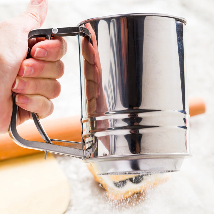 Restaurantware Pastry Tek 2.5 Cup Stainless Steel Flour Sifter, With Trigger Action Handle - Restaurant Equipment and Smallwares - Canadian Distribution - Ships Free Within Canada on Orders Above CAD $199