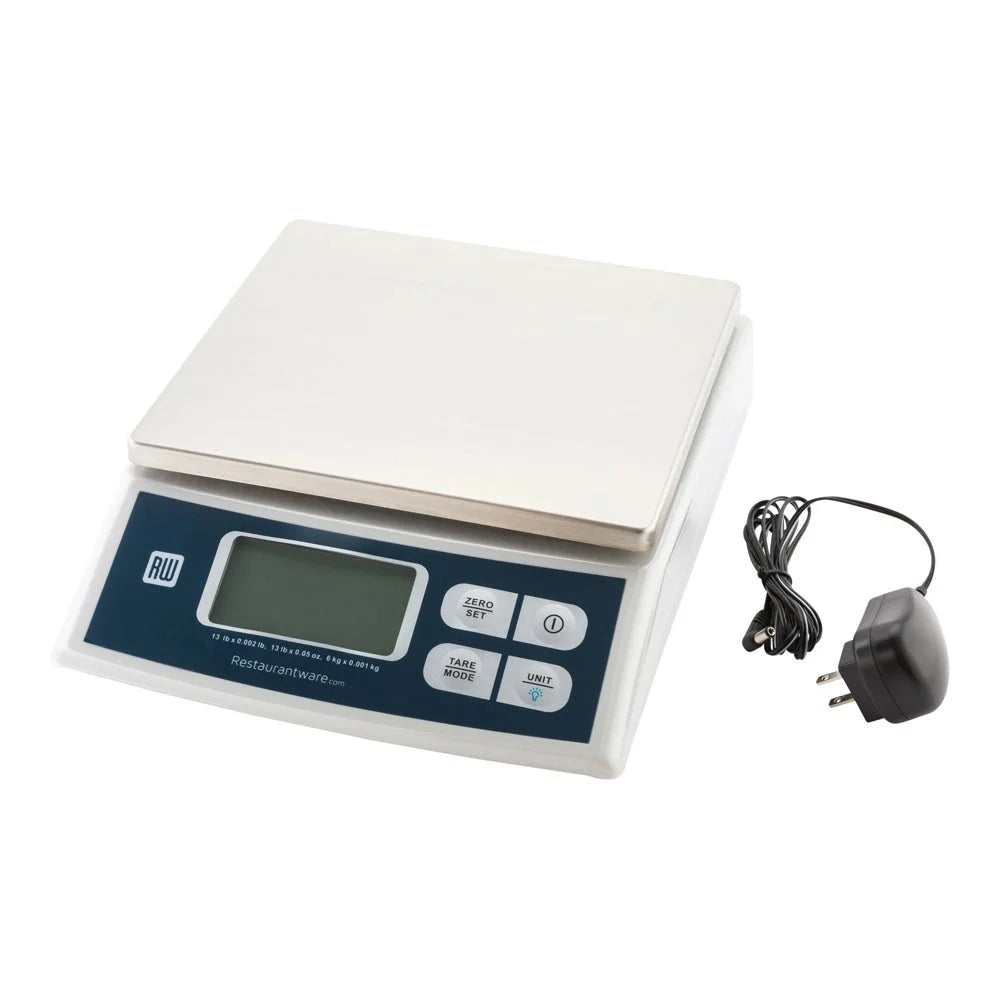 Restaurantware Met Lux 13 Pound White Digital Portion Control Scale, With 9X10In Platform - Restaurant Equipment and Smallwares - Canadian Distribution