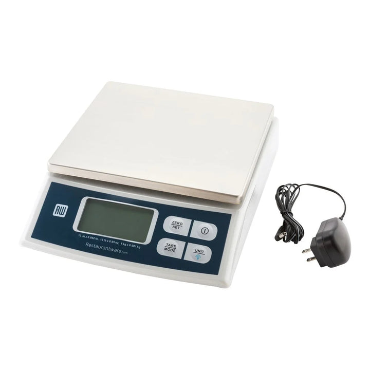 Restaurantware Met Lux 13 Pound White Digital Portion Control Scale, With 9X10In Platform - Restaurant Equipment and Smallwares - Canadian Distribution