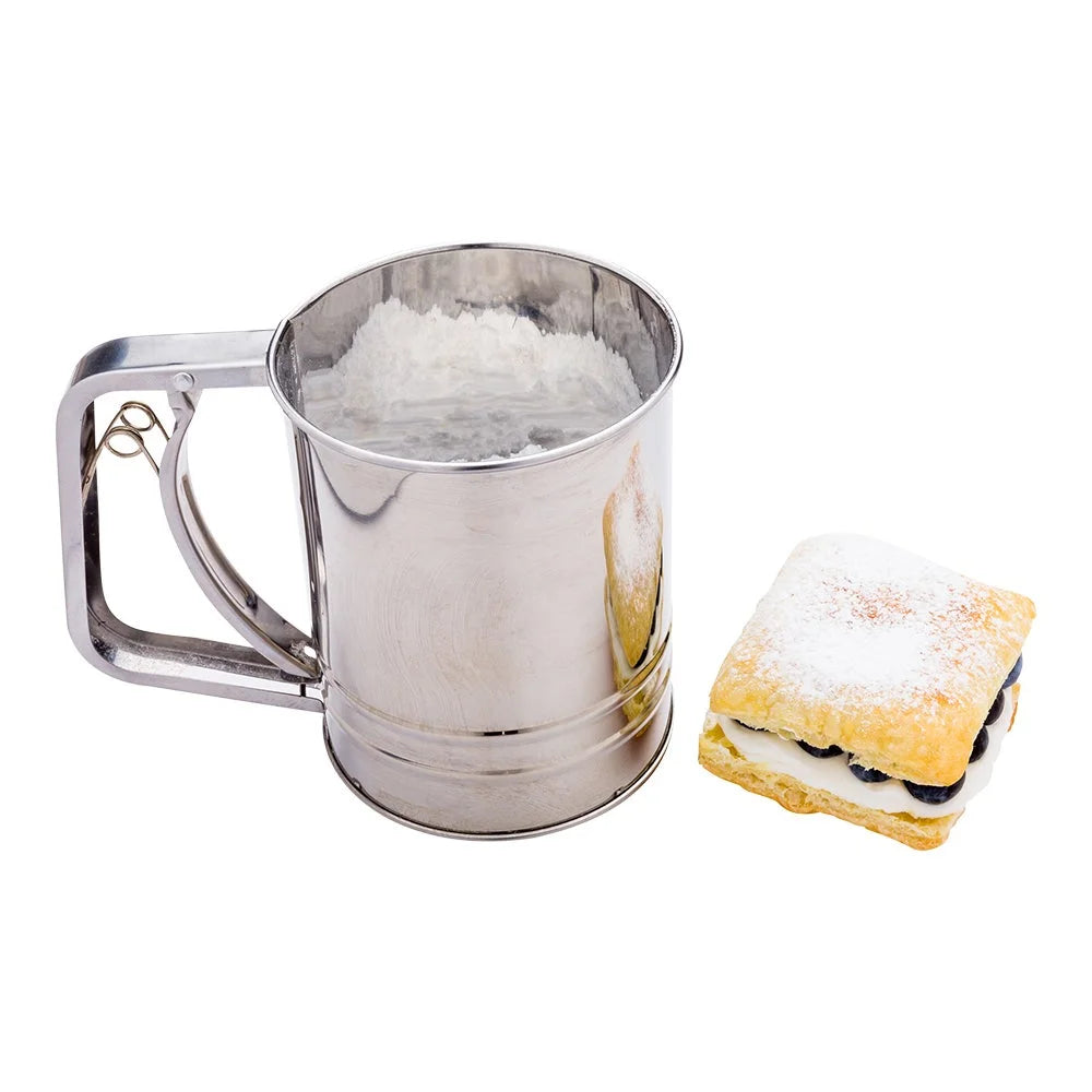 Restaurantware Pastry Tek 2.5 Cup Stainless Steel Flour Sifter, With Trigger Action Handle - Restaurant Equipment and Smallwares - Canadian Distribution - Ships Free Within Canada on Orders Above CAD $199