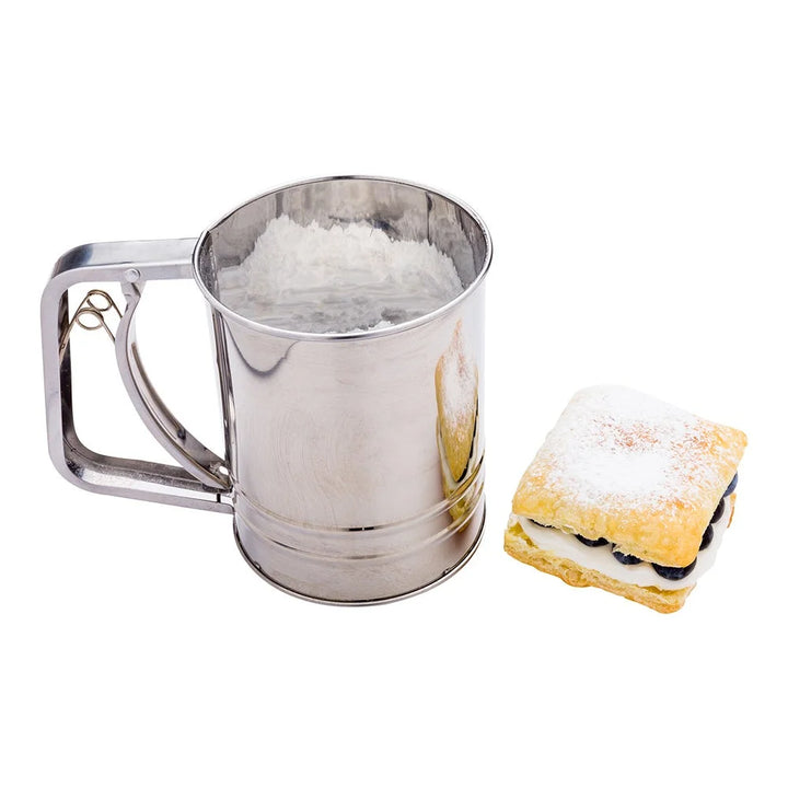 Restaurantware Pastry Tek 2.5 Cup Stainless Steel Flour Sifter, With Trigger Action Handle - Restaurant Equipment and Smallwares - Canadian Distribution - Ships Free Within Canada on Orders Above CAD $199
