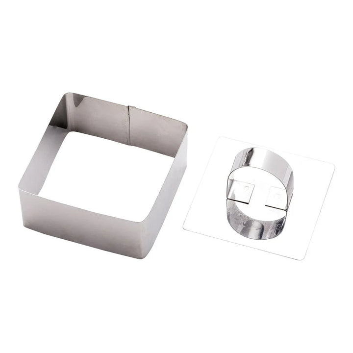 Restaurantware Pastry Tek Stainless Steel Square Pastry Ring Mold, With Press, 3.3 X 1.5In - Restaurant Equipment and Smallwares - Canadian Distribution