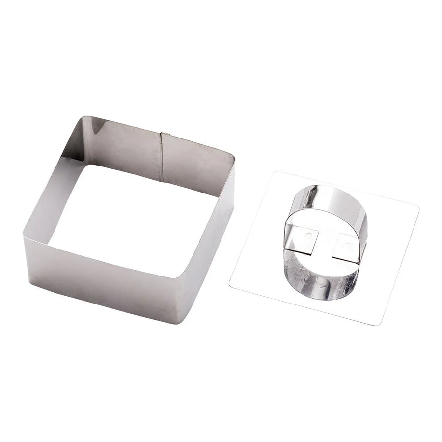 Restaurantware Pastry Tek Stainless Steel Square Pastry Ring Mold, With Press, 3.3 X 1.5In - Restaurant Equipment and Smallwares - Canadian Distribution