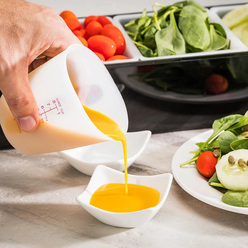Restaurantware 1 Cup White Silicone Measuring Cup, With Red Graduations - Restaurant Equipment and Smallwares - Canadian Distribution - Ships Free Within Canada on Orders Above CAD $199