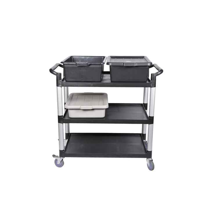 Restaurantware Rw Clean 3-Shelf Black Plastic Utility Cart, 40.25 X 19.75 X 37.75 Inch, Heavy-Duty - Restaurant Equipment and Smallwares - Canadian Distribution