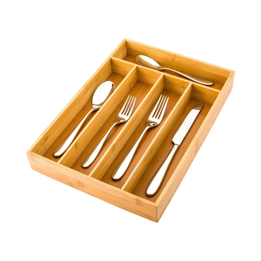 Restaurantware 5-Compartment Natural Bamboo Drawer Organizer, 13.75X10X2In - Restaurant Equipment and Smallwares - Canadian Distribution - Ships Free Within Canada on Orders Above CAD $199