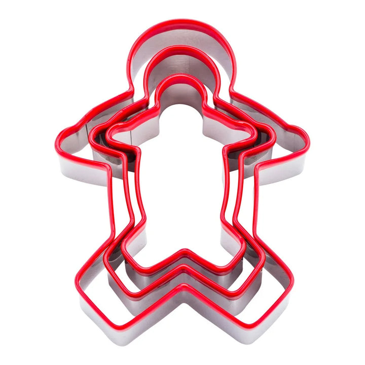 Restaurantware Pastry Tek 3-Piece Stainless Steel Gingerbread Man Cookie Cutter Set, With Comfort Grip - Restaurant Equipment and Smallwares - Canadian Distribution