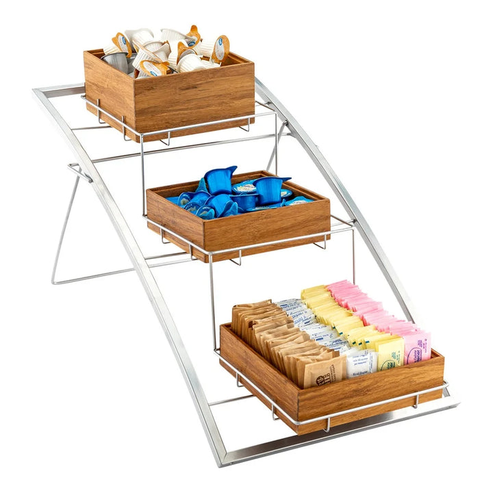 Restaurantware Eco Display 3-Tier Iron Condiment Rack, 21X15.25X12.25In, Frame - Restaurant Equipment and Smallwares - Canadian Distribution - Ships Free Within Canada on Orders Above CAD $199