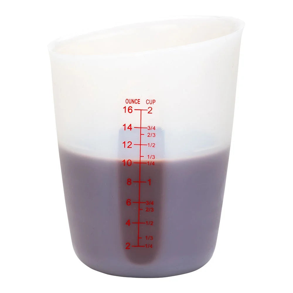 Restaurantware 2 Cup White Silicone Measuring Cup, With Red Graduations - Restaurant Equipment and Smallwares - Canadian Distribution - Ships Free Within Canada on Orders Above CAD $199