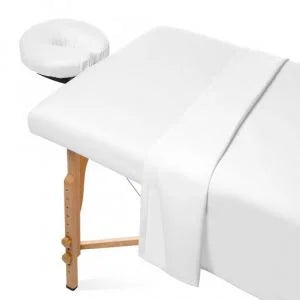 Merit Collection Microfiber Plush White Spa Sheet Set, With Flat/Fitted/Face Rest Cover - Restaurant Equipment and Smallwares - Canadian Distribution