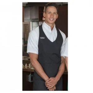 Premium Uniforms Premium Designer 2 Pocket Black V-Neck Aprons, Poly Cototn - Restaurant Equipment and Smallwares - Canadian Distribution