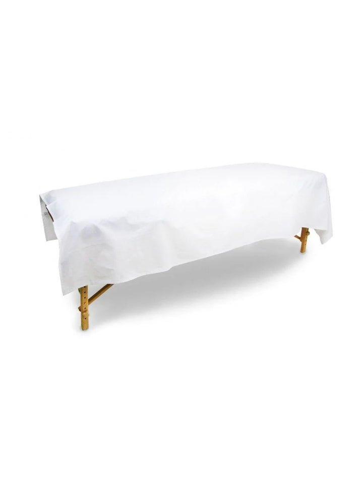 Adonis T-180 Percale Cotton-Poly Twin Flat White Massage Sheets, 66x104 Inch - Restaurant Equipment and Smallwares - Canadian Distribution