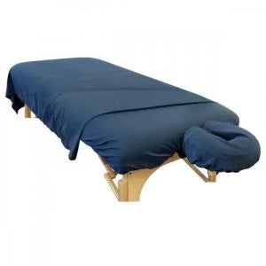 Merit Collection Microfiber Plush Navy Spa Sheet Set, With Flat/Fitted/Face Rest Cover - Restaurant Equipment and Smallwares - Canadian Distribution