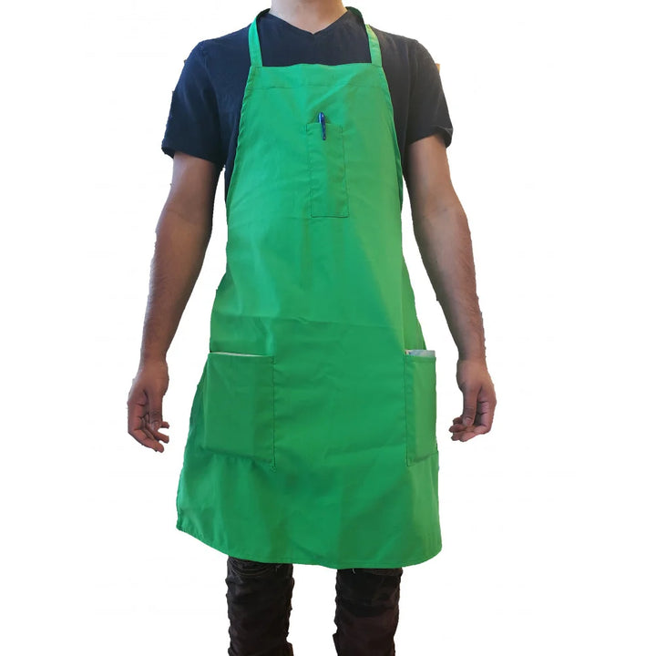 Gold + Cross 3 Pocket Full Length Kelly Green Twill Bib Aprons, Standard, Polyester - Restaurant Equipment and Smallwares - Canadian Distribution