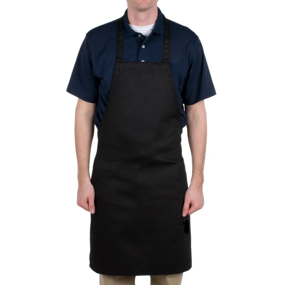 Gold + Cross No Pocket Full Length Black Twill Bib Aprons, Standard, Polyester - Restaurant Equipment and Smallwares - Canadian Distribution