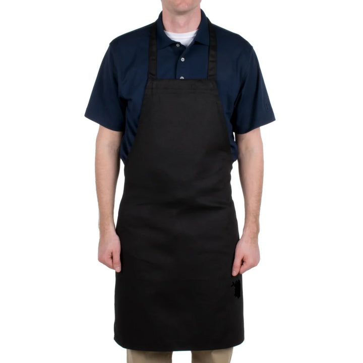 Gold + Cross No Pocket Full Length Black Twill Bib Aprons, Standard, Polyester - Restaurant Equipment and Smallwares - Canadian Distribution