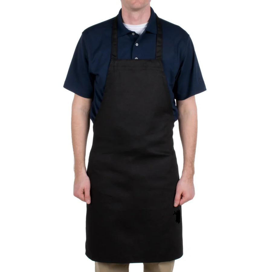 Gold + Cross No Pocket Full Length Black Twill Bib Aprons, Standard, Polyester - Restaurant Equipment and Smallwares - Canadian Distribution