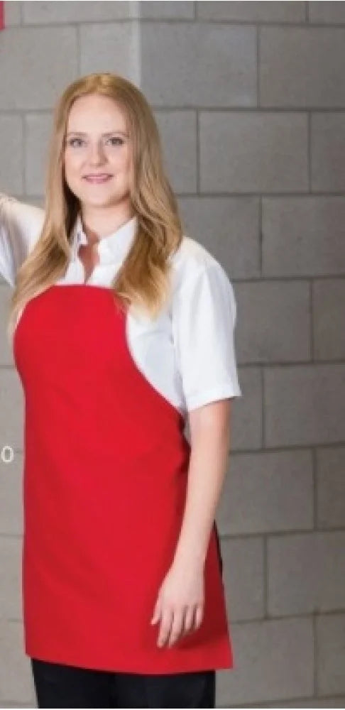 Premium Uniforms No Pocket Short Red Twill Aprons, Promotion, Spun Polyester - Restaurant Equipment and Smallwares - Canadian Distribution