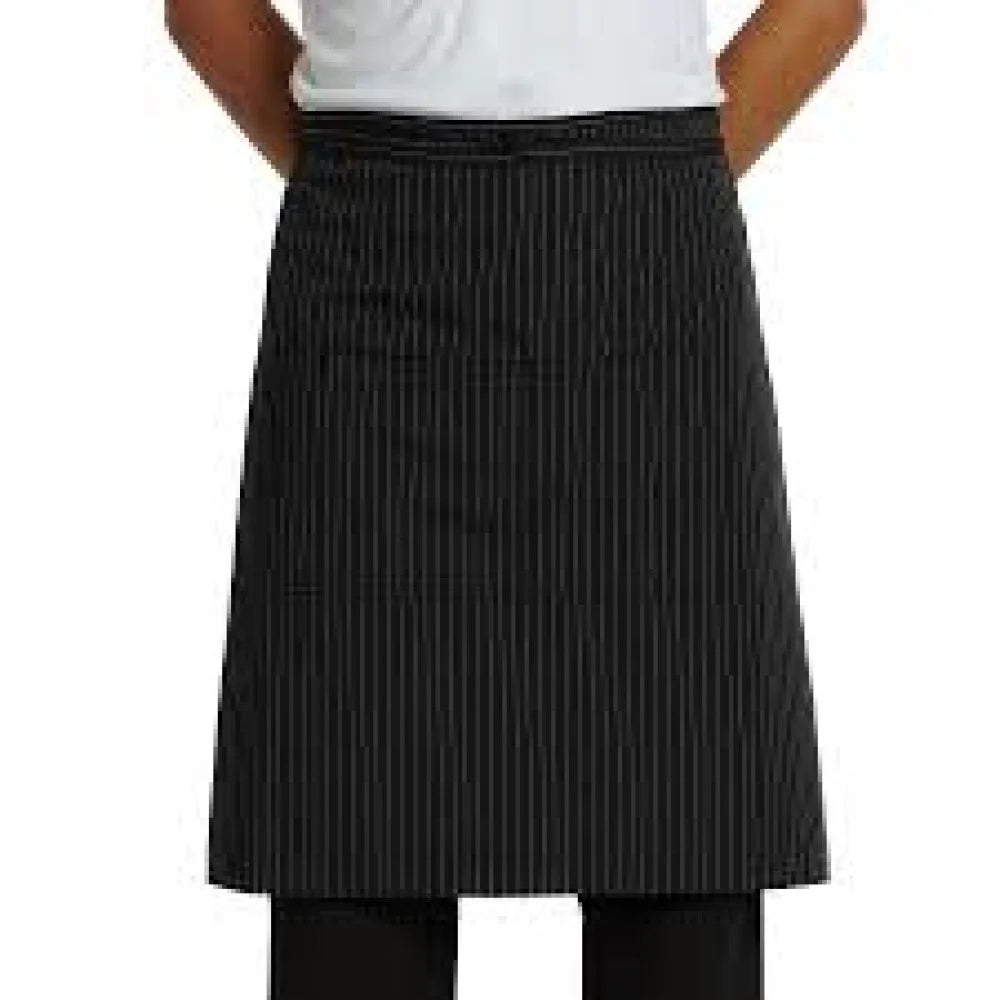 Gold + Cross 2 Pocket Black Gangster Bistro Aprons, Standard, With White Stripes - Restaurant Equipment and Smallwares - Canadian Distribution